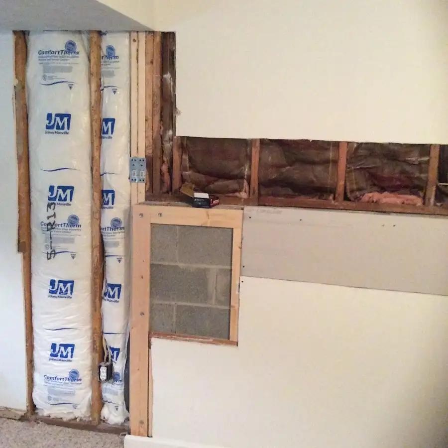 Wall insulation replacement during Basement Flood Cleanup in Brookhaven